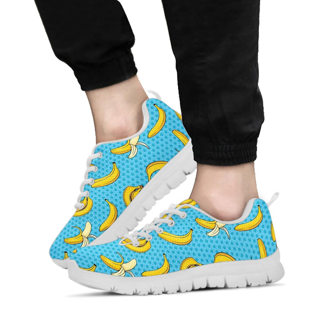 Banana Pattern Print Design BA08 Sneakers White Bottom Shoes