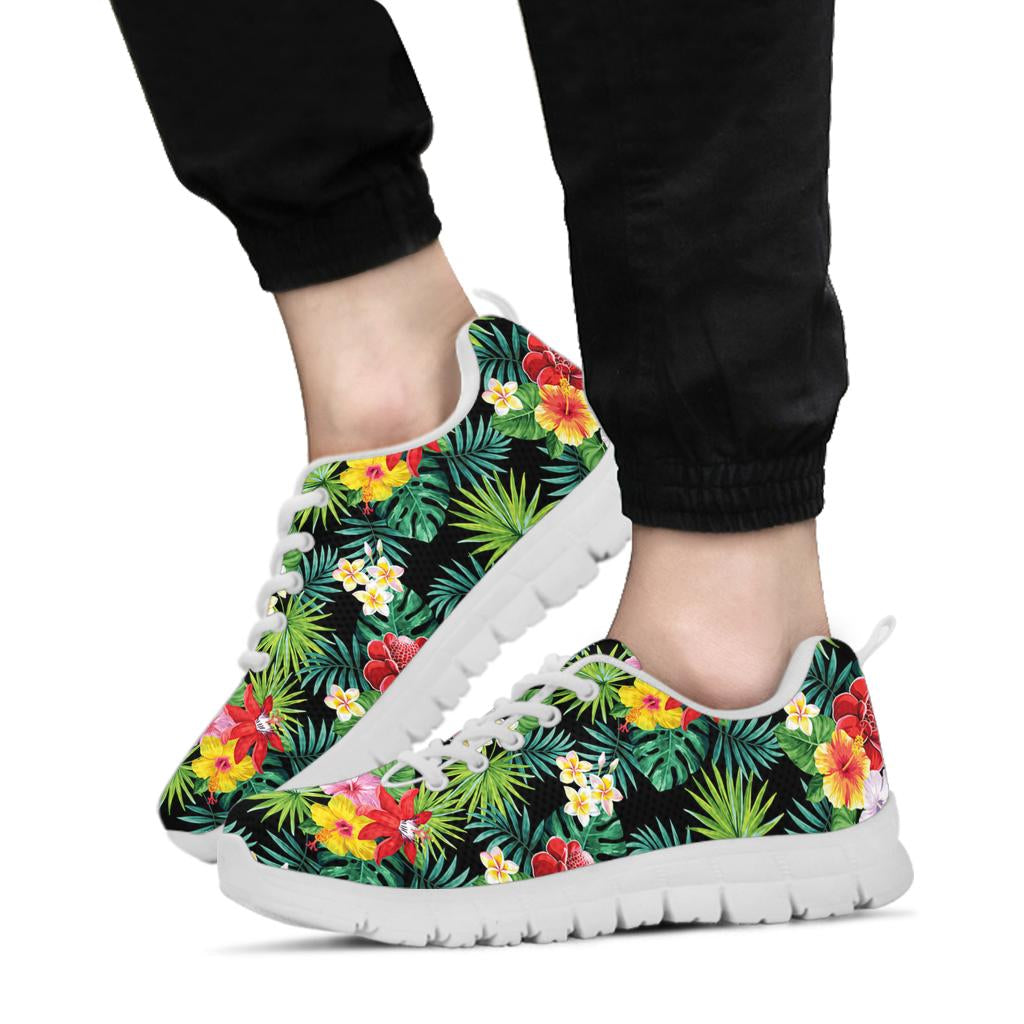 Hibiscus Hawaiian flower tropical Sneakers White Bottom Shoes