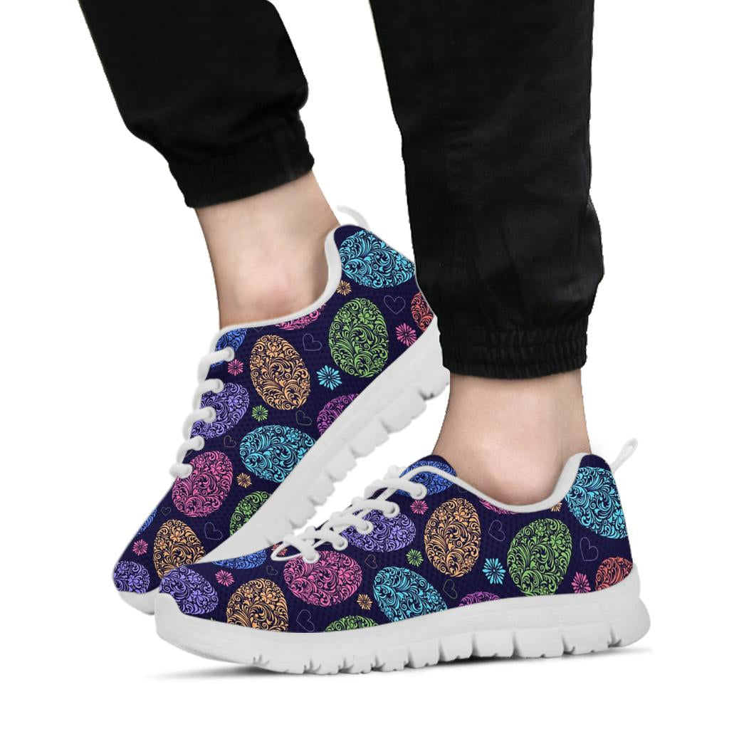 Easter Eggs Pattern Print Design RB012 Sneakers White Bottom Shoes