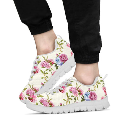 Carnations Pattern Print Design CN02 Sneakers White Bottom Shoes