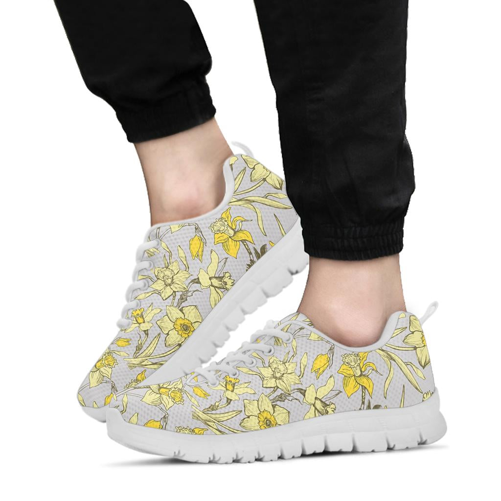 Daffodils Pattern Print Design DF05 Sneakers White Bottom Shoes