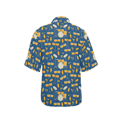 Drum Set Pattern Print Design 03 Women's Hawaiian Shirt