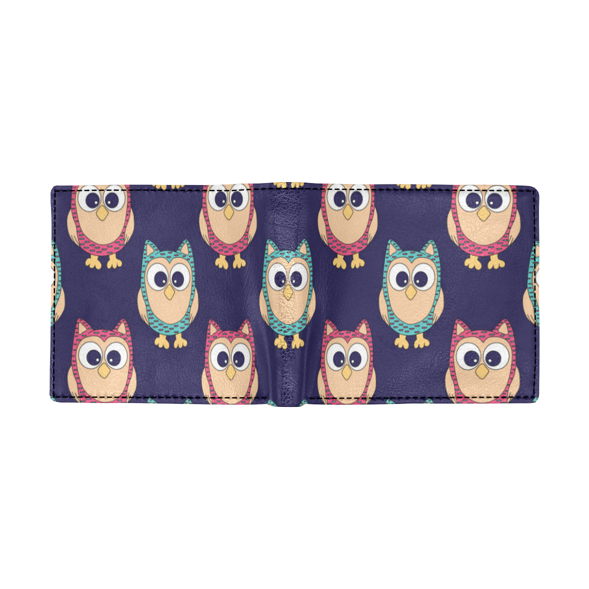 Owl Pattern Print Design A06 Men's ID Card Wallet