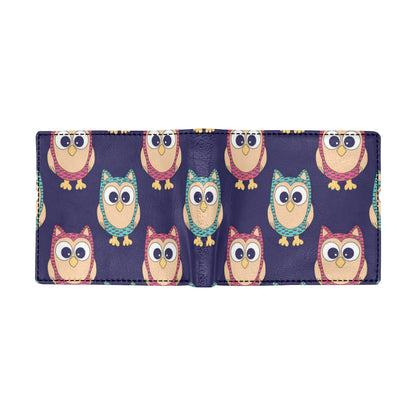 Owl Pattern Print Design A06 Men's ID Card Wallet