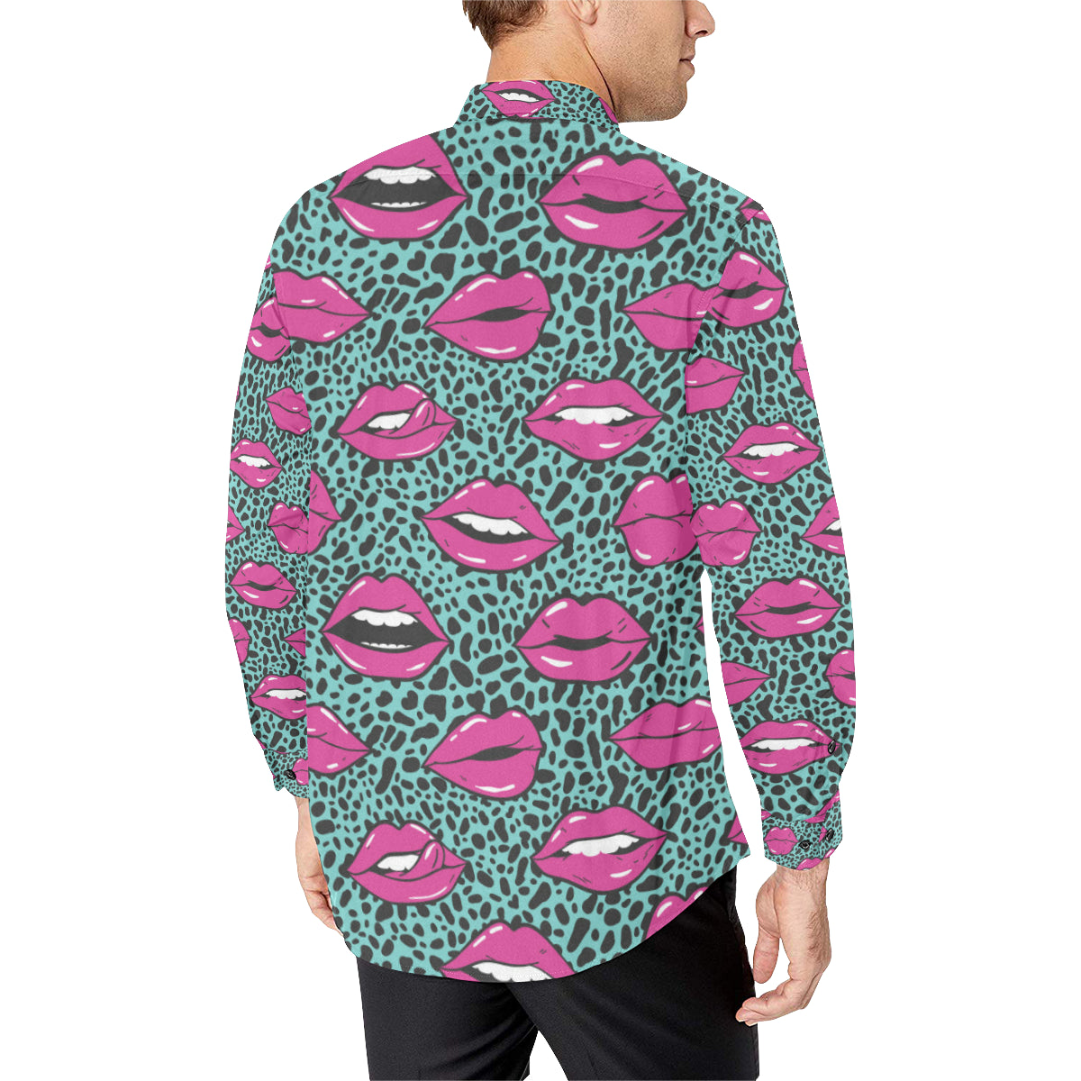 Lip Pattern Print Design 04 Men's Long Sleeve Shirt