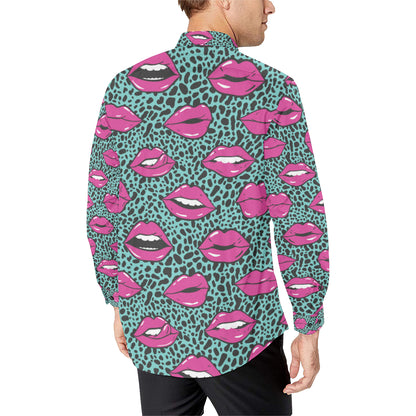 Lip Pattern Print Design 04 Men's Long Sleeve Shirt