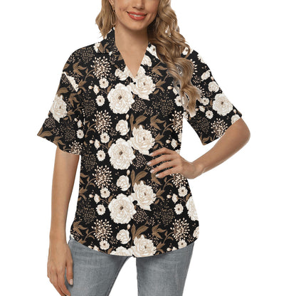 Peony Pattern Print Design A02 Women's Hawaiian Shirt