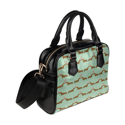 Dachshund Pattern Print Design 02 Shoulder Handbag