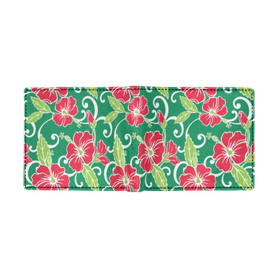 Red Hibiscus Pattern Print Design HB019 Men's ID Card Wallet