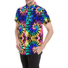 Tie Dye Rainbow Design Print Men's Short Sleeve Button Up Shirt