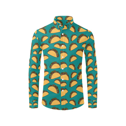 Taco Pattern Print Design TC07 Men's Long Sleeve Shirt