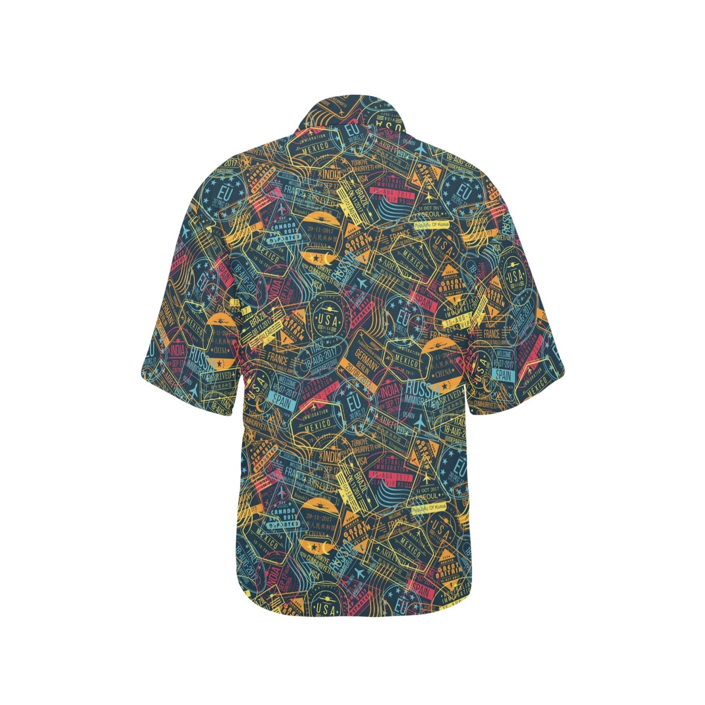 Travel Stamp Colorful Print Design LKS304 Women's Hawaiian Shirt