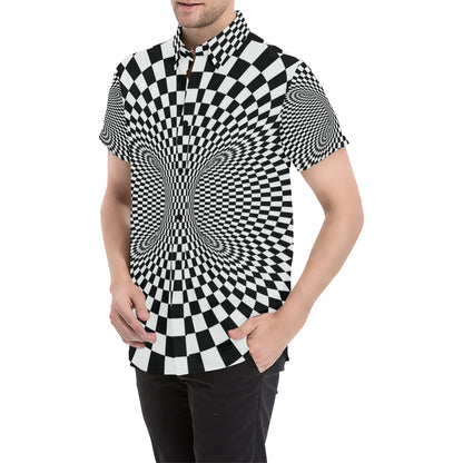 Optical illusion Projection Torus Men's Short Sleeve Button Up Shirt