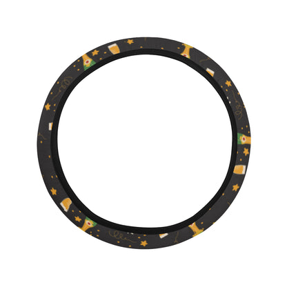 Champagne Pattern Print Design 04 Steering Wheel Cover with Elastic Edge