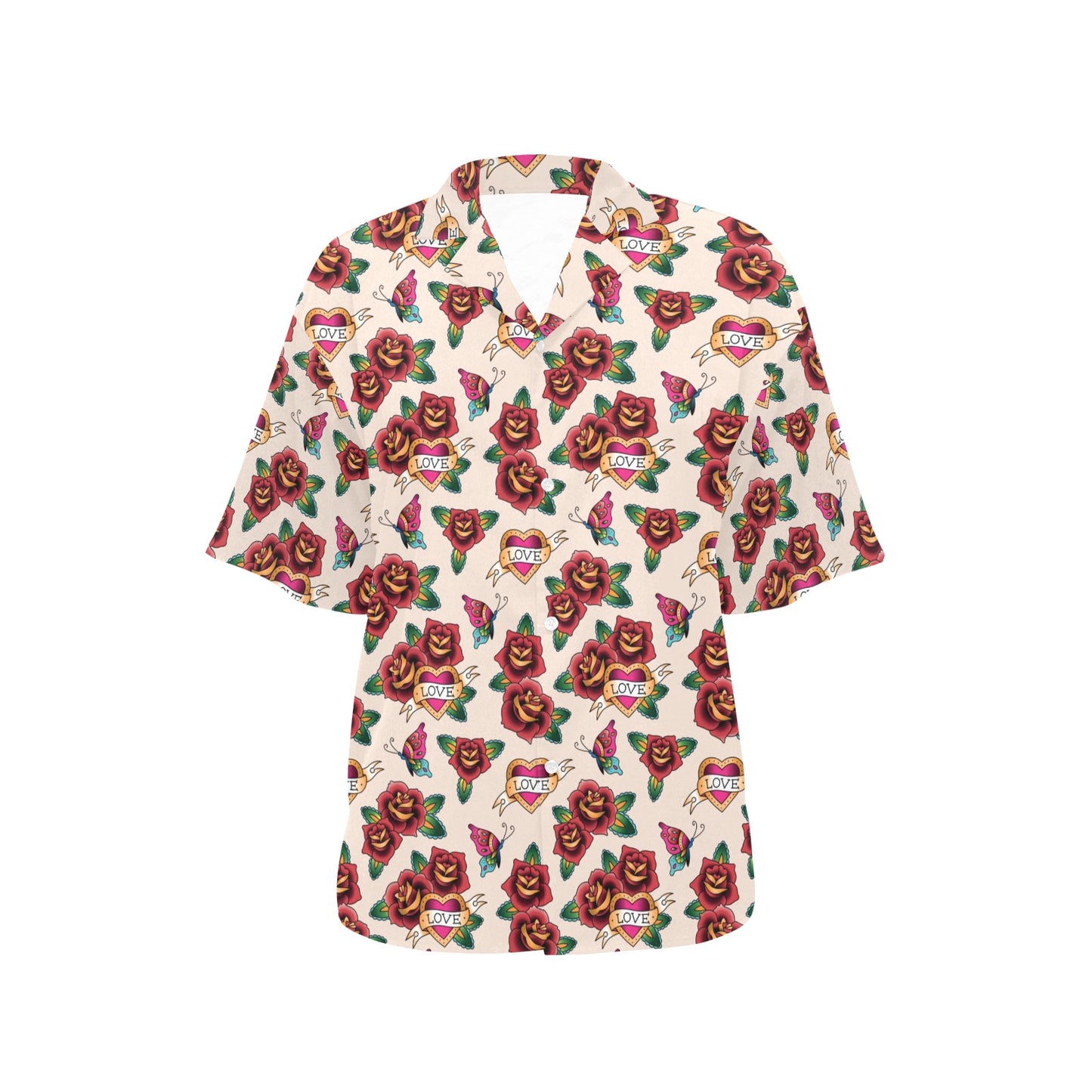 Tattoo Rose Print Design LKS302 Women's Hawaiian Shirt