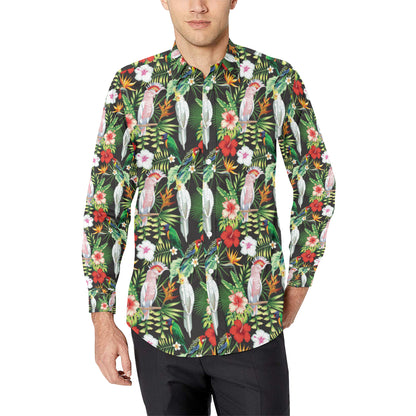 Tropical Flower Pattern Print Design TF03 Men's Long Sleeve Shirt