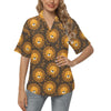 Lion Cartoon Pattern Print Design 01 Women's Hawaiian Shirt