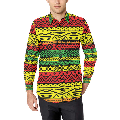 Rastafarian Pattern Print Design A02 Men's Long Sleeve Shirt