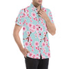 Cherry Blossom Pattern Print Design CB04 Men's Short Sleeve Button Up Shirt