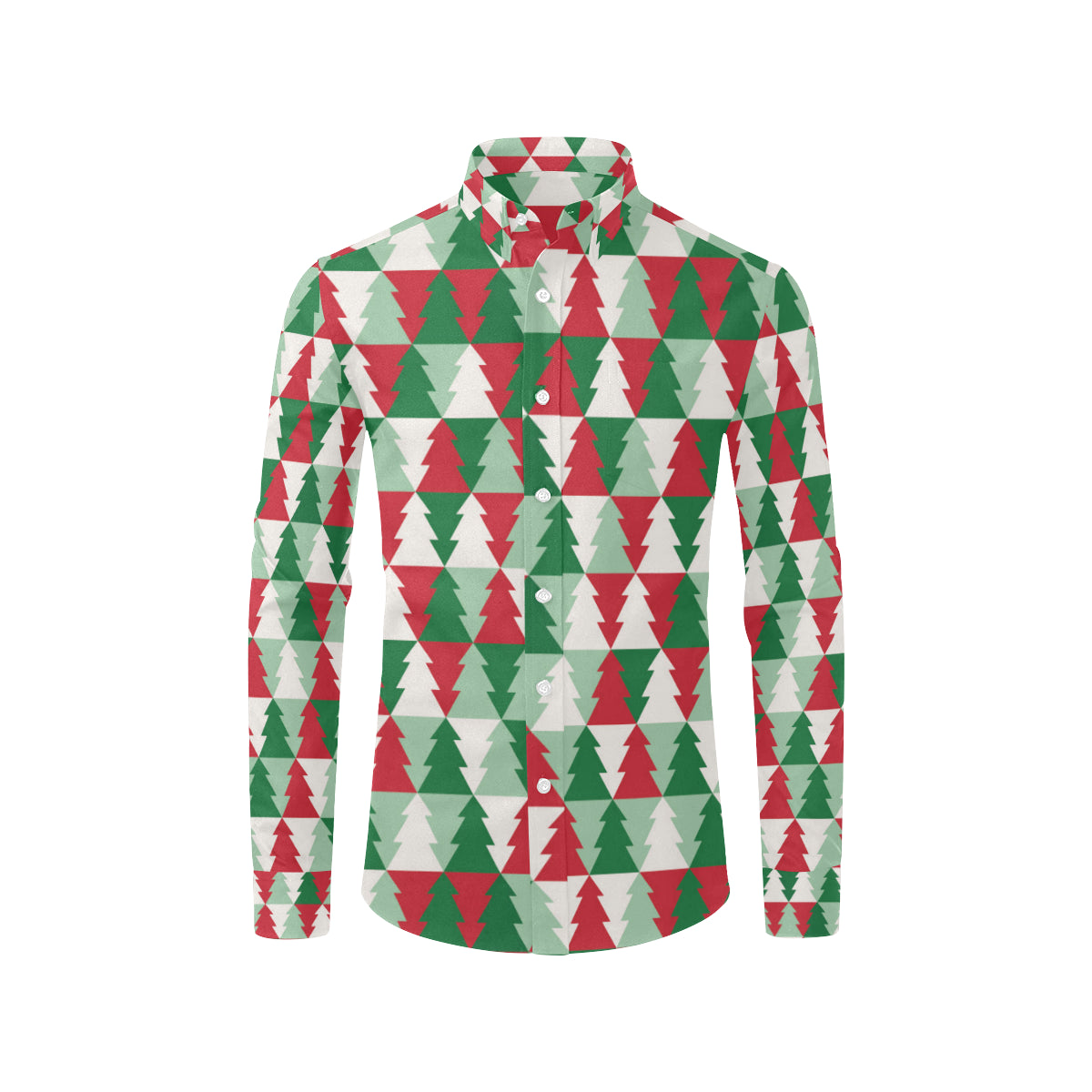 Christmas Tree Pattern Print Design 01 Men's Long Sleeve Shirt