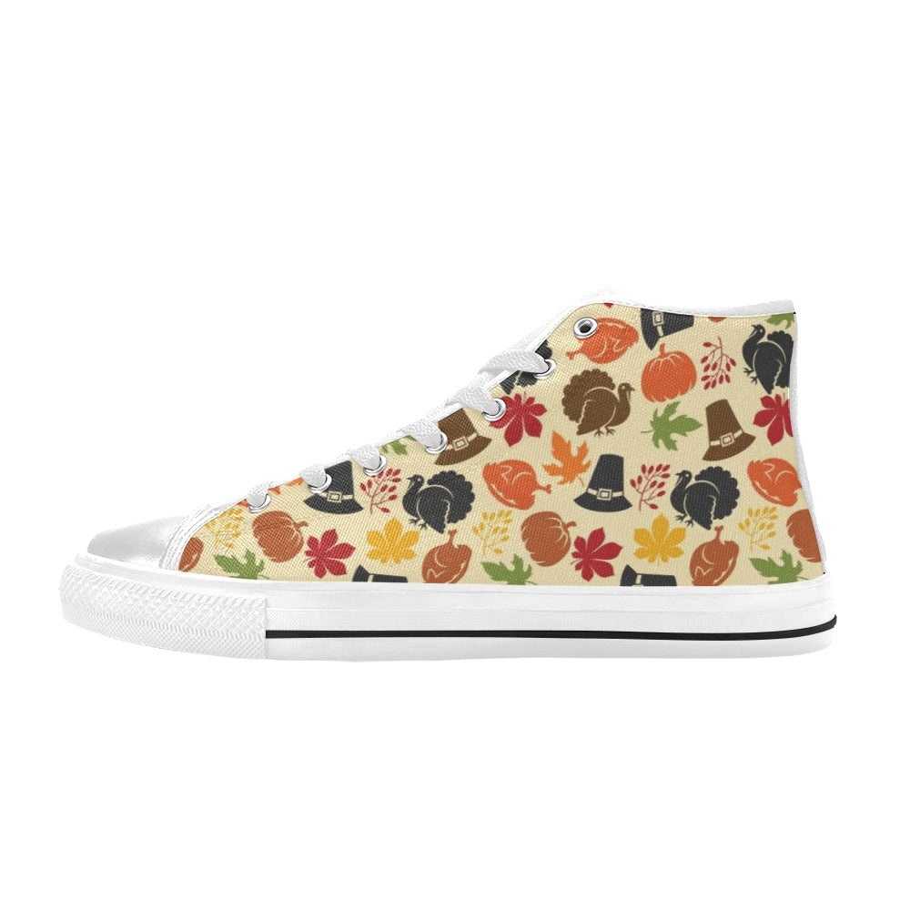 Thanksgiving Print Design LKS303 High Top Women's White Shoes