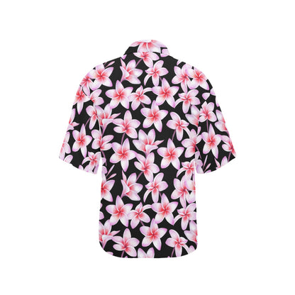 Pink Plumeria Pattern Print Design PM09 Women's Hawaiian Shirt