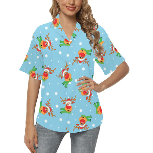 Reindeer cute Pattern Print Design 02 Women's Hawaiian Shirt