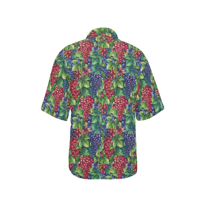 Grape Pattern Print Design GP02 Women's Hawaiian Shirt