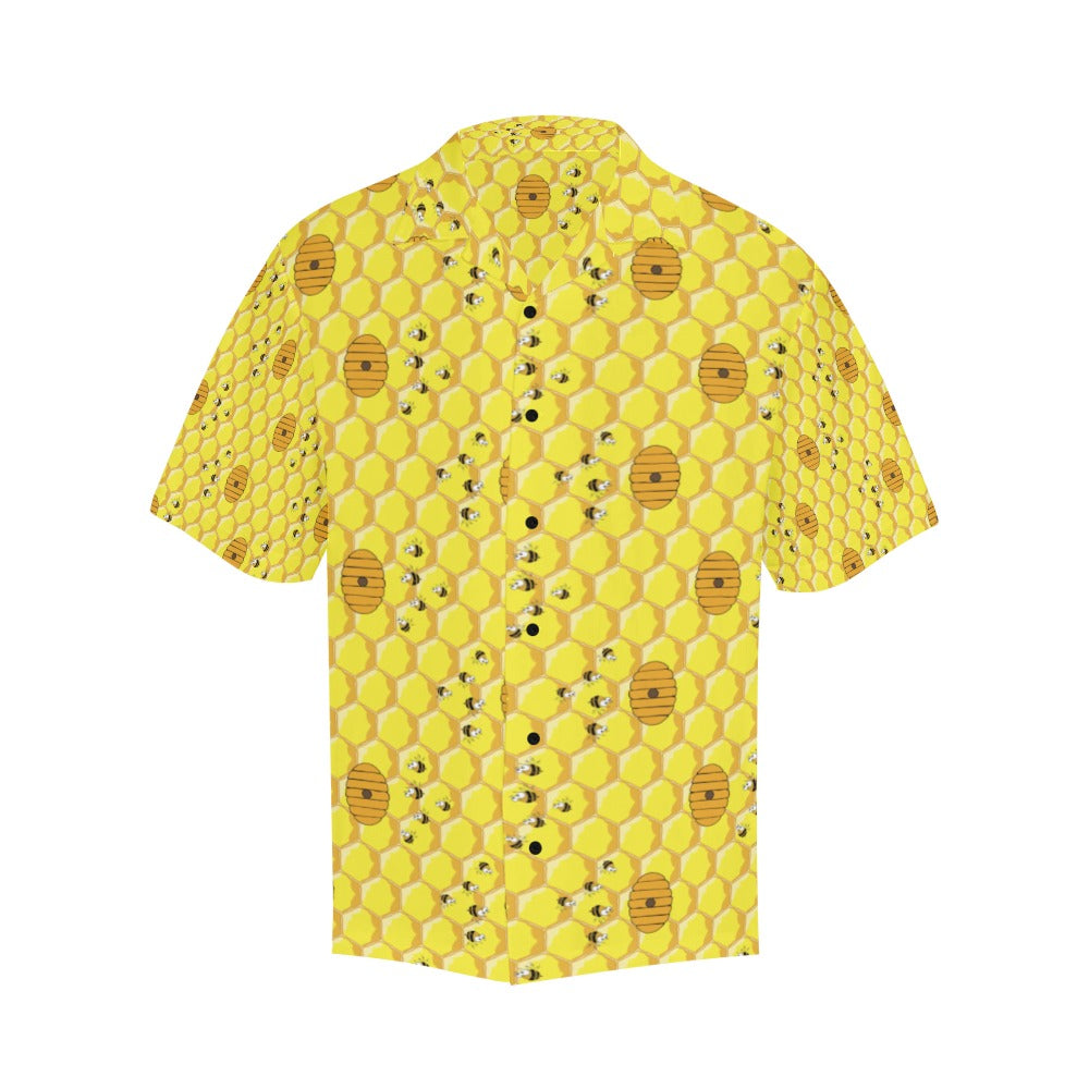 Honey Bee Print Design LKS303 Men's Hawaiian Shirt