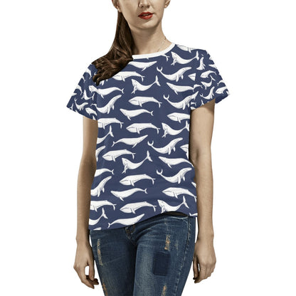 Whale Print Design LKS308 Women's  T-shirt