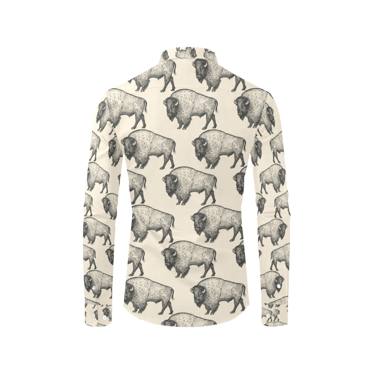 Bison Pattern Print Design 02 Men's Long Sleeve Shirt