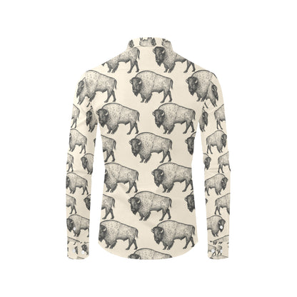 Bison Pattern Print Design 02 Men's Long Sleeve Shirt