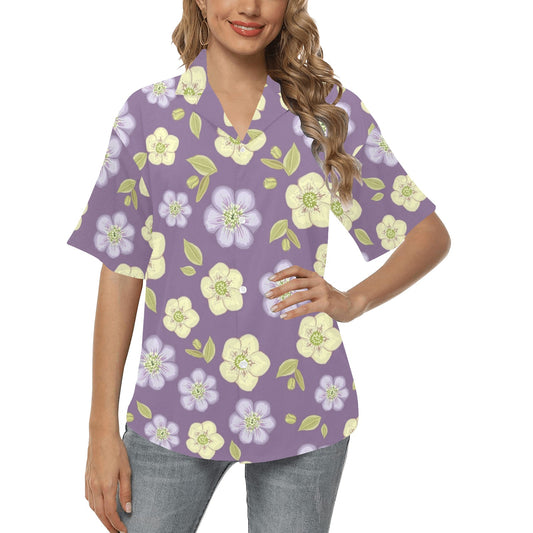 Anemone Pattern Print Design AM013 Women's Hawaiian Shirt