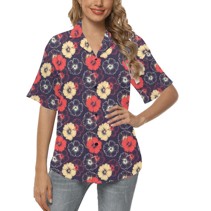 Tropical Flower Print Design LKS302 Women's Hawaiian Shirt