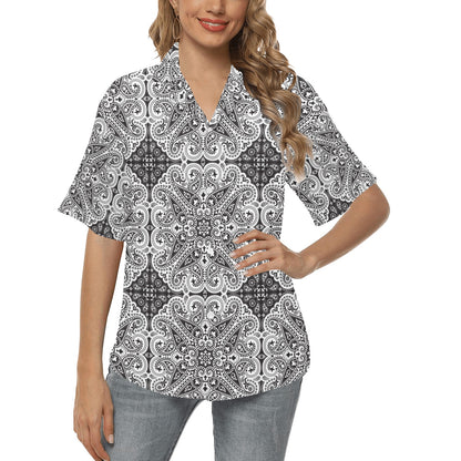 Bandana Print Design LKS309 Women's Hawaiian Shirt