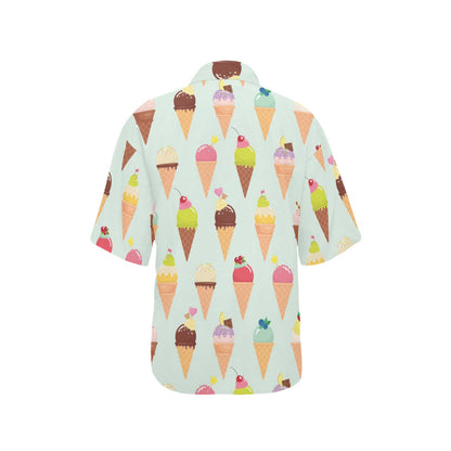 Ice Cream Pattern Print Design 03 Women's Hawaiian Shirt