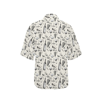 Wine Themed Print Design LKS306 Women's Hawaiian Shirt