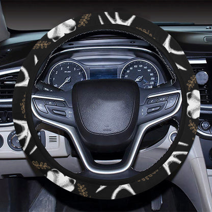 Moose Pattern Print Design 02 Steering Wheel Cover with Elastic Edge