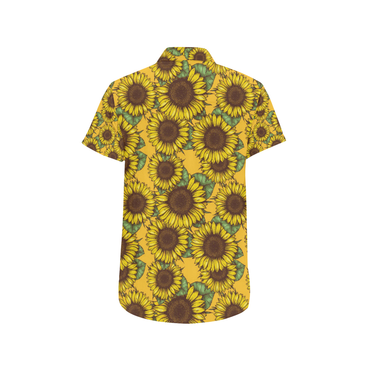 Sunflower Pattern Print Design SF04 Men's Short Sleeve Button Up Shirt