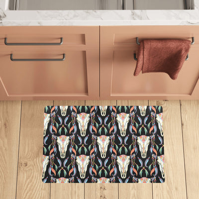 Buffalo Head Boho Style Pattern Print Design 01 Kitchen Mat