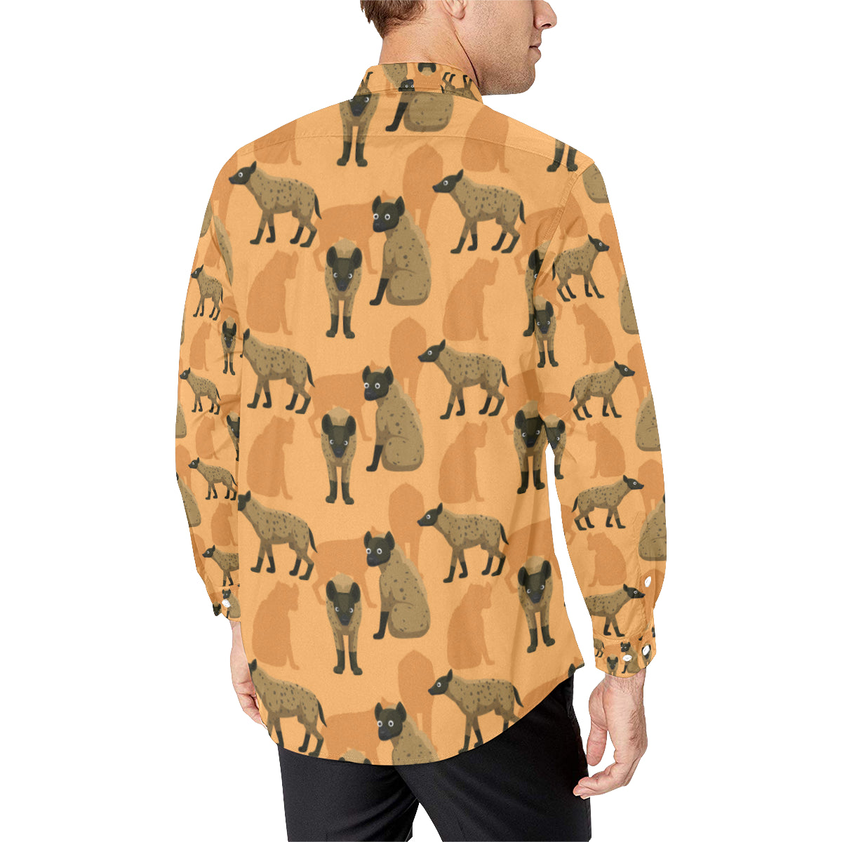 Hyena Pattern Print Design 01 Men's Long Sleeve Shirt