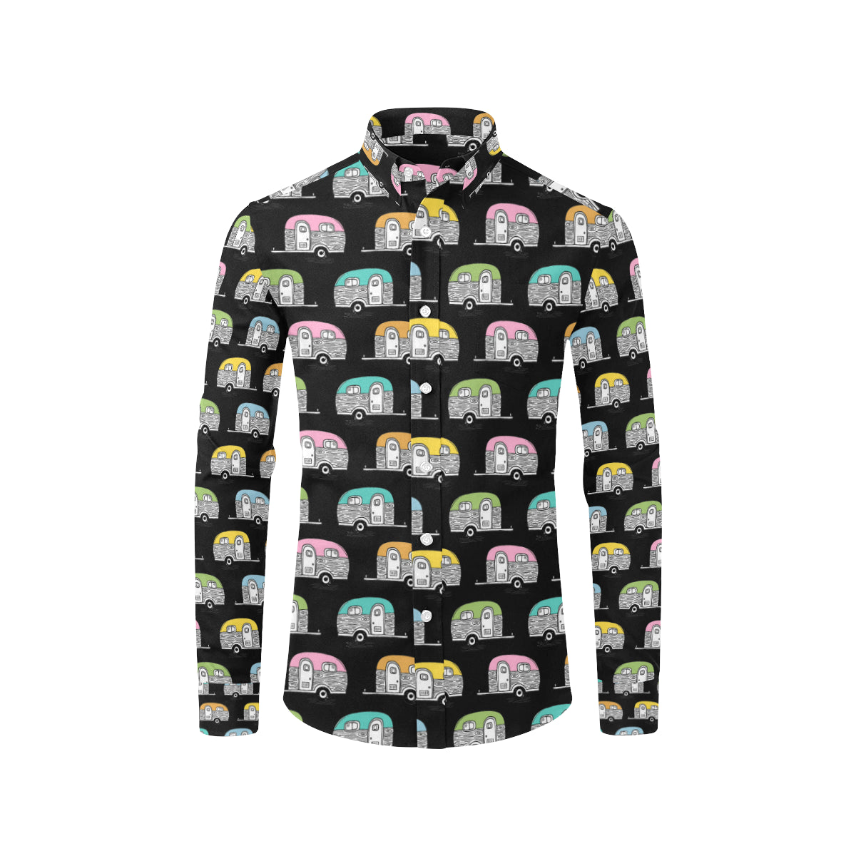 Camper Pattern Camping Themed No 2 Print Men's Long Sleeve Shirt