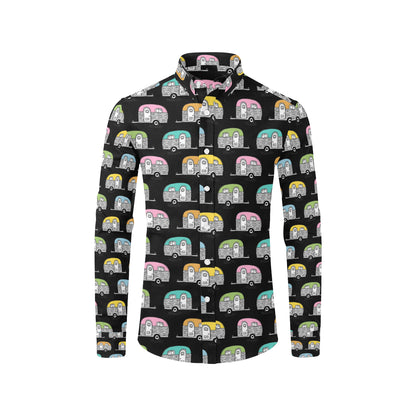 Camper Pattern Camping Themed No 2 Print Men's Long Sleeve Shirt