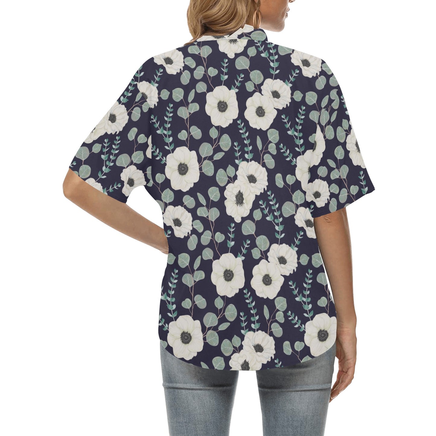 Anemone Pattern Print Design AM01 Women's Hawaiian Shirt