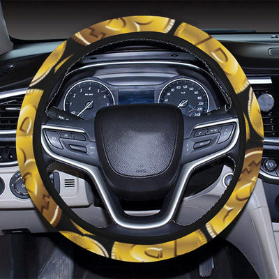 Bitcoin Pattern Print Design DO05 Steering Wheel Cover with Elastic Edge