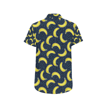 Banana Pattern Print Design BA09 Men's Short Sleeve Button Up Shirt