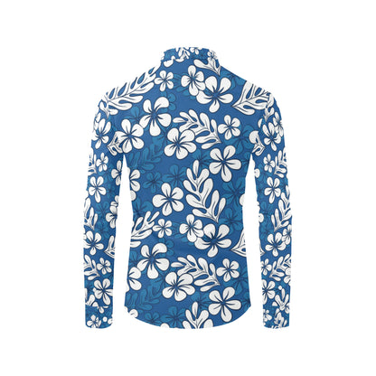 Plumeria Pattern Print Design PM015 Men's Long Sleeve Shirt