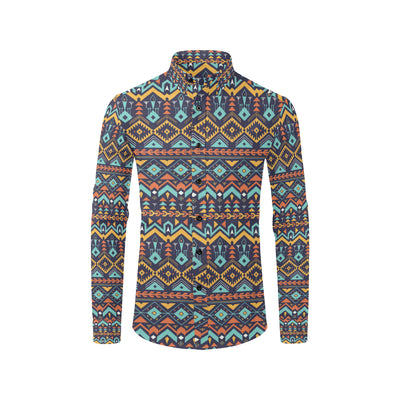 Aztec Style Print Pattern Men's Long Sleeve Shirt