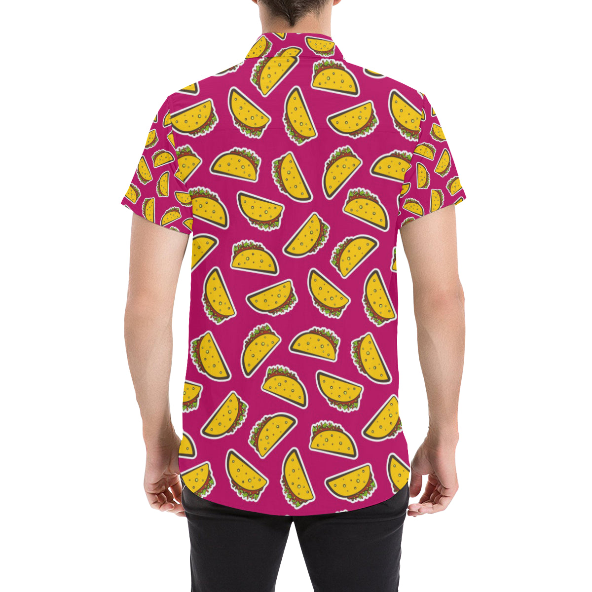 Taco Pattern Print Design TC01 Men's Short Sleeve Button Up Shirt