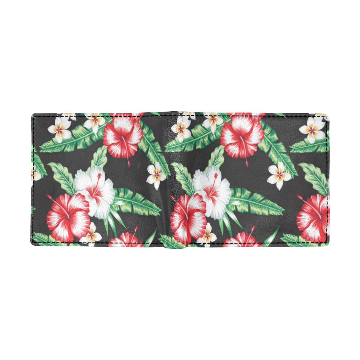 Hawaiian flower tropical leaves Men's ID Card Wallet